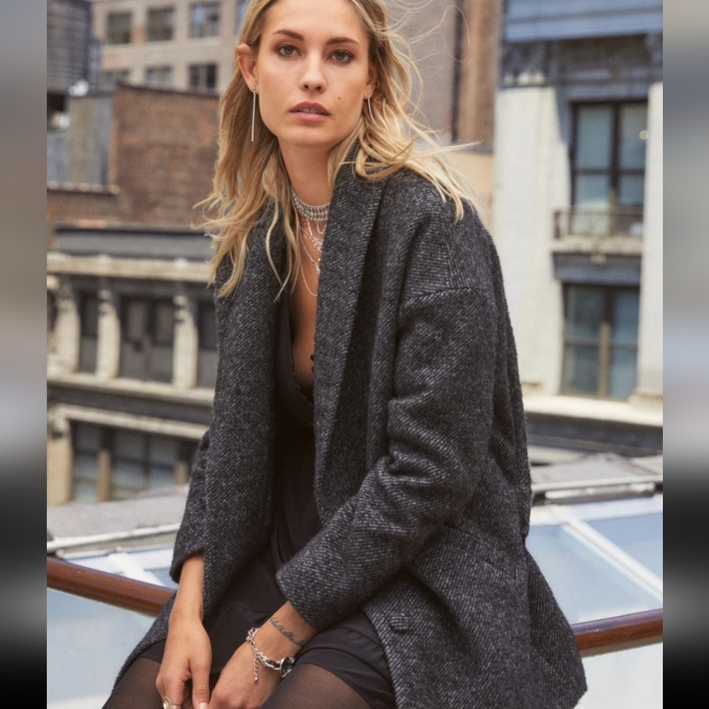 Sezane Bow Wool Short Coat